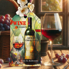 Etiqueta Para Presente Arte Caprichosa de Vinho Feliz Natal