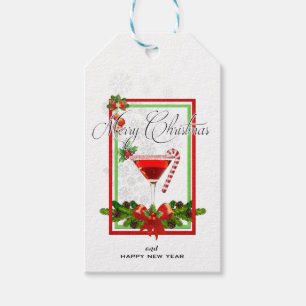 Etiqueta Para Presente Arte da aguarela do cocktail do Natal