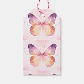 Etiqueta Para Presente Arte de Borboleta em Aquarela
