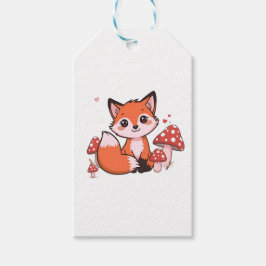 Etiqueta Para Presente Arte de desenho animado de uma raposa Kawaii fofa 