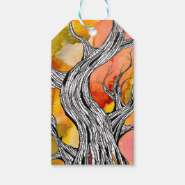 Etiqueta Para Presente Arte de desenho de caneta de árvore abstrata assus