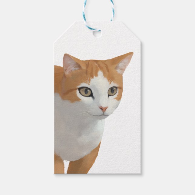 Etiqueta Para Presente Arte de Gato Ginger Adorável (Frente)