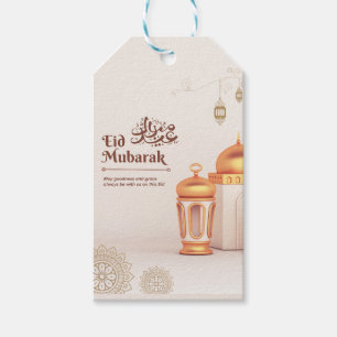 Etiqueta Para Presente Arte de Lanterna da Mesquita Eid Mubarak Elegante