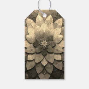 Etiqueta Para Presente Arte de Mandala Dourado Antigo com Flor Texturizad