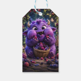 Etiqueta Para Presente Arte de Monstro Fofo Bandido de Frutas Floresta Fa