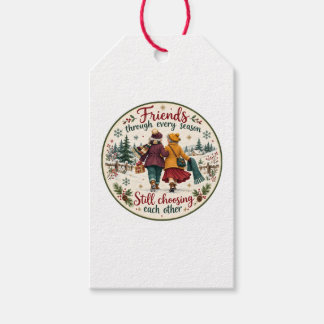 Etiqueta Para Presente Arte de Natal de Amizade de Inverno Vintage