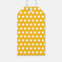 Etiqueta Para Presente Arte de Padrão de Bolinhas Brancas e Amarelo Ensol