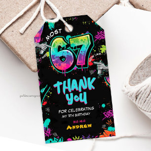 Etiqueta Para Presente Arte de Rua Grafite 6 para 7 Aniversário
