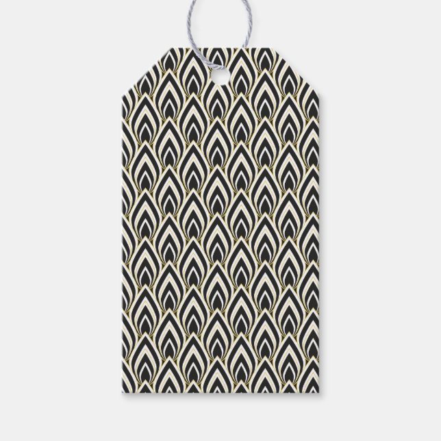 Etiqueta Para Presente Arte Deco Preto e Branco (Frente)