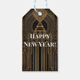Etiqueta Para Presente Arte Deco Preto e Dourado