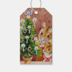 Etiqueta Para Presente Arte do Mouse de Triagem de Árvore de Natal Dicke