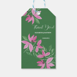 Etiqueta Para Presente Arte em aquarela de flores silvestres rosa e verde