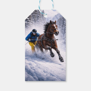 Etiqueta Para Presente Arte em Tela de Skijoring de Cavalo Cavalo de In