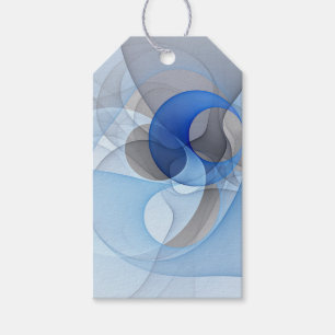 Etiqueta Para Presente Arte Gráfica Fractal Azul Cinza Abstrata Moderna