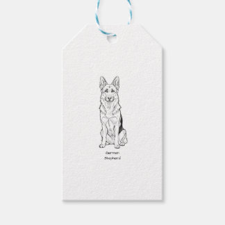 Etiqueta Para Presente Arte Linear Minimalista de Cão Pastor Alemão