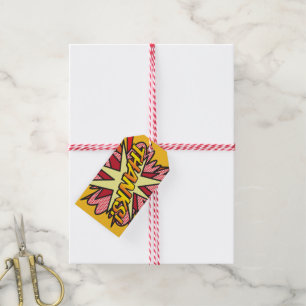 Etiqueta Para Presente Arte Pop de Quadrinhos Personalizada OBRIGADO