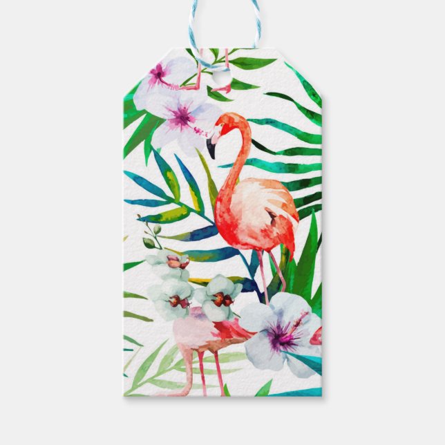 Etiqueta Para Presente Arte tropical flamingo (Frente)