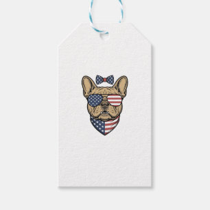 Etiqueta Para Presente Arte Vetorial de Bulldog Francês Patriótico Vintag
