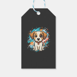 Etiqueta Para Presente Arte vetorial de pintura de cachorro fofo_1