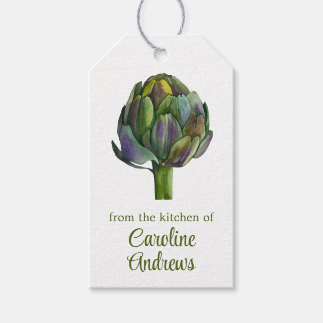 Etiqueta Para Presente Artichoke Orgânico de Aquarela (Frente)