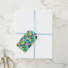 Etiqueta Para Presente Artisan Pintou Flores Coloridas Verão Belo