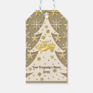 Etiqueta Para Presente Árvore Alegre de Natal, Floco de Neve e Silhuetas