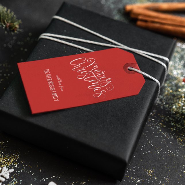 Etiqueta Para Presente Árvore Branca de Natal Moderno Personalizada (Criador carregado)