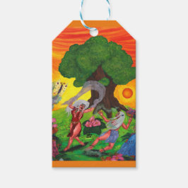 Etiqueta Para Presente Árvore da Vida Dança da Aquarela Arte do Amor