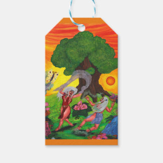 Etiqueta Para Presente Árvore da Vida Dança da Aquarela Arte do Amor