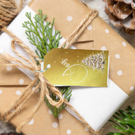Etiqueta Para Presente Árvore de cores Douradas de alegria de Natal