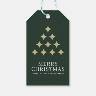 Etiqueta Para Presente Árvore de estrela simples verde Feliz Natal 