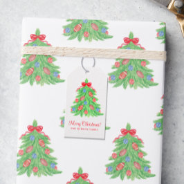 Etiqueta Para Presente Árvore de Futebol de Watercolor Christmas