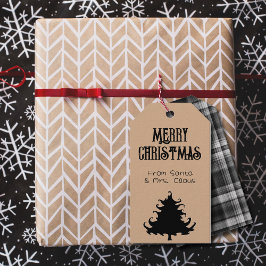 Etiqueta Para Presente Árvore de Natal Black Rustic Feliz Natal