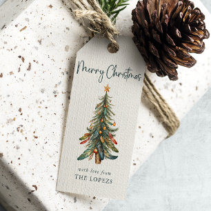Etiqueta Para Presente Árvore de Natal Boho Moderna e Elegante Festa