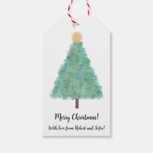 Etiqueta Para Presente Árvore de natal brilhante verde
