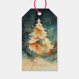 Etiqueta Para Presente Árvore de Natal Colorida de Aquarela