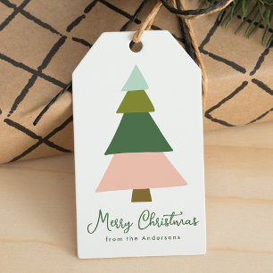 Etiqueta Para Presente Árvore de Natal Colorida Moderna Feriado