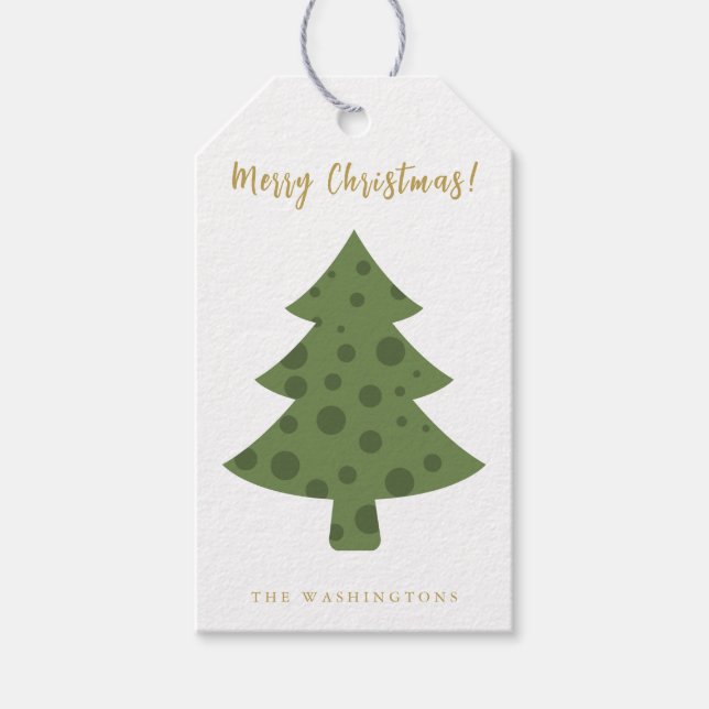 Etiqueta Para Presente Árvore de Natal com Caligrafia Divertida Moderna (Frente)