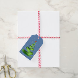 Etiqueta Para Presente Árvore de Natal com Fita Verde Brilhante