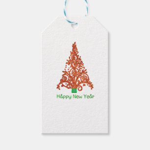 Etiqueta Para Presente árvore de Natal com incrível brilho vermelho