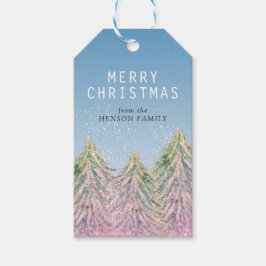 Etiqueta Para Presente Árvore de Natal Cor de Água Rosa