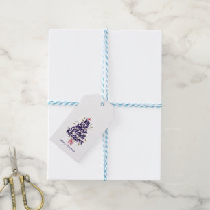 Etiqueta Para Presente Árvore de Natal da Caligrafia Azul