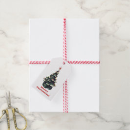 Etiqueta Para Presente Árvore de Natal de cerâmica retrô