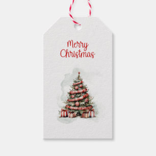 Etiqueta Para Presente Árvore de Natal de Cor Branca Tradicional