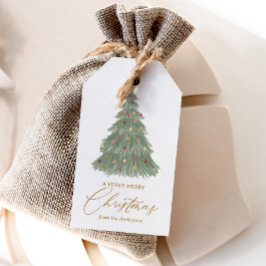 Etiqueta Para Presente Árvore de Natal de Férias Elegante