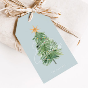 Etiqueta Para Presente Árvore de Natal de Meados do Século Feriado Etiq