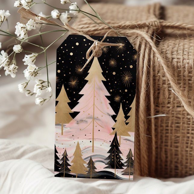 Etiqueta Para Presente Árvore de Natal de Ouro rosa (Criador carregado)
