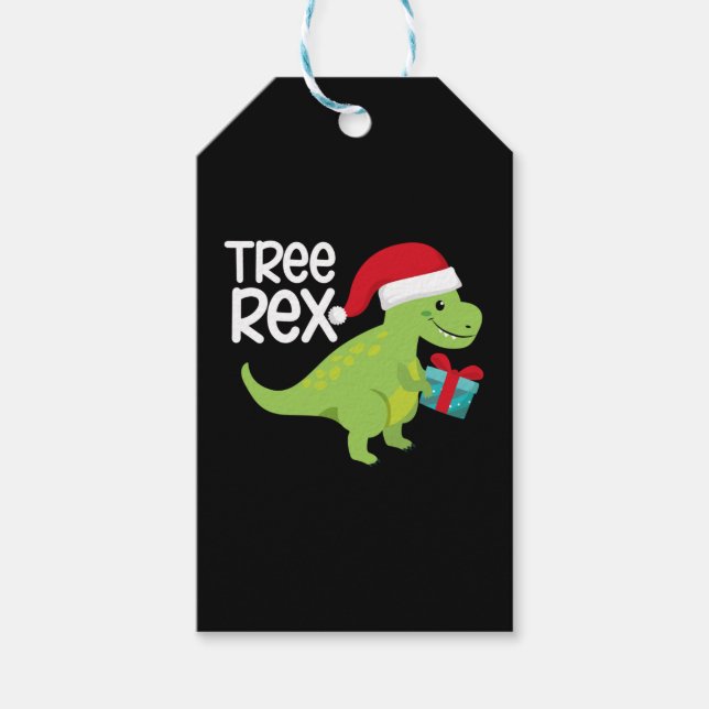Etiqueta Para Presente Árvore de Natal do Dinossaur Rex (Frente)