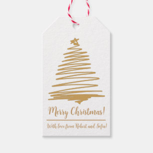 Etiqueta Para Presente árvore de natal Dourada
