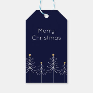 Etiqueta Para Presente Árvore de Natal Elegante minimalista azul-design